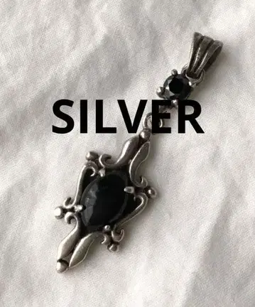 빈티지 오닉스 블랙 스피넬 실버 펜던트 탑 SILVER