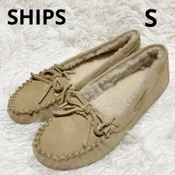 SHIPS 보아 모카신 새상품급 S 베이지 신발 리본 슬립온