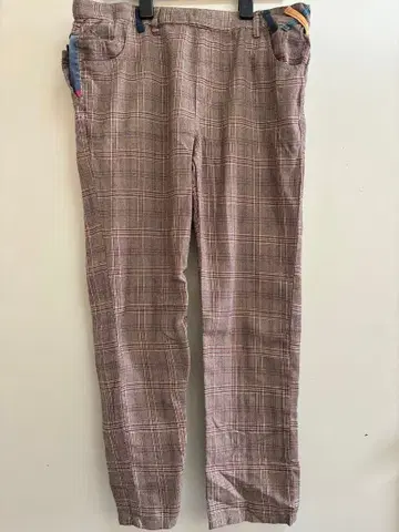 여성용 고양이 디자인 체크 무늬 멋스러운 팬츠 M 사이즈