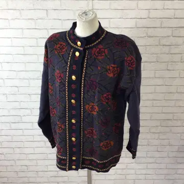 2.10 h954 SNOWYPEAKTM 니트 가디건 S 꽃무늬