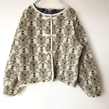 사만사 모스모스 SM2 고블랑 직조 꽃무늬 자수 노카라 자켓