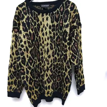 IB 디퓨전 골드 스파클 글리터 레오파드 스웨터