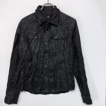 락 모드 semantic design 주름 가공 인조 가죽 셔츠