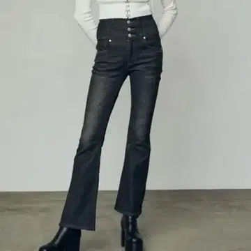 EMODA 에모다 백 레이스업 하이웨스트 페깅스 블랙 S 사이즈