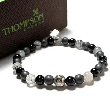 tsb12 톰슨 팔찌 실버 블랙 오닉스 x 크리스탈 염주