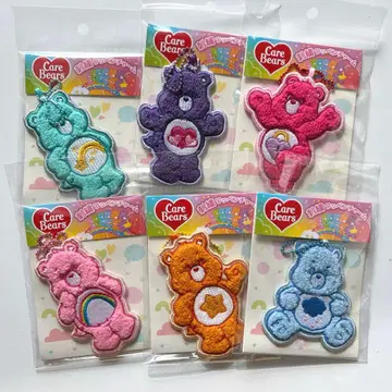 케어베어 자수 패치 참 키링 복슬복슬 스트랩 세트