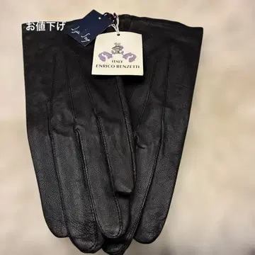 [ 새상품 ] ENRICO RENZETTI 블랙 가죽 장갑 21cm