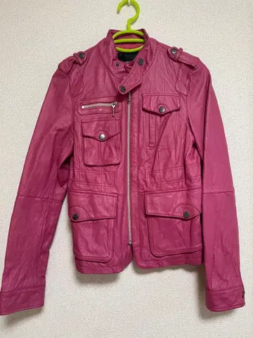 VIVAYOU 핑크 가죽 라이더 자켓