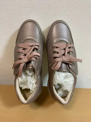 아틀리에 오카다 쉽 가죽 쿠션 슈즈 S 핑크 골드