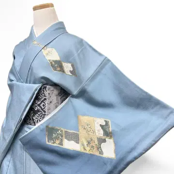 츠케사게 금채 능형 무늬 억새 안개 창포 기모노 012b p ms