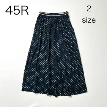 3345 45R 롱 스커트 도트 패턴 인디고 초거즈 프린트 SKIRT