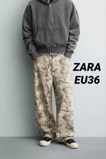 ZARA 추상 패턴 배기 핏 카펜터 팬츠 EU36