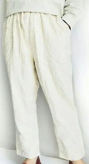 포키피시 pokipcee 자수 인도 화이트 수자니 팬츠