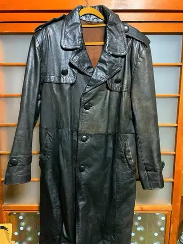 독일군 천연 가죽 롱 코트