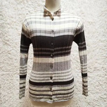 JUNKOSHIMADA 준코 시마다 보더 니트 가디건 하이넥