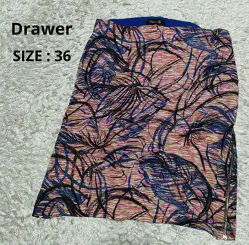 Drawer 실크 100% 타이트 36 올 패턴 보타니컬 사이드 지퍼