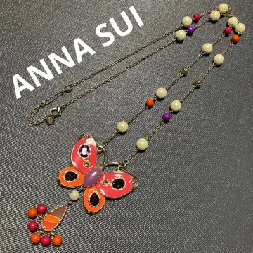 새상품급 ANNA SUI 안나수이 빅 나비 목걸이 프린지 비즈