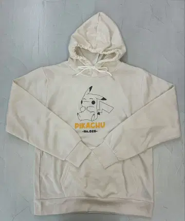 H317 포켓몬 피카츄 후드티 속기모 옅은 크림색 L 사이즈 화이트