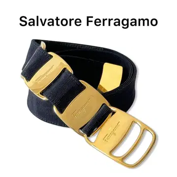 살바토레 페라가모 바라 벨트 바라 리본 다크 네이비