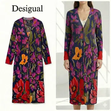 P51 새상품급 M 데시구알 니트 무릎 기장 원피스 멀티 컬러 여성용