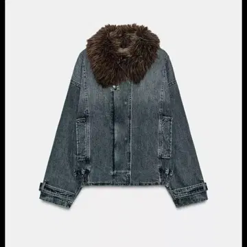 ZARA 데님 봄버 자켓 퍼 옷깃 숏 자켓