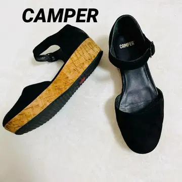 CAMPER 통굽 스트랩 샌들 블랙 웨지솔 23.5cm