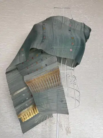 라오스 구매 실크 시스루 스톨 전통 의상용 파티용 212cm