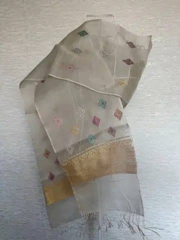 라오스 구매 실크 시스루 스톨 전통 의상용 파티용 212cm