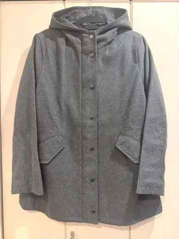 GAP 울 후디 코트 그레이 미들 기장 하프 기장