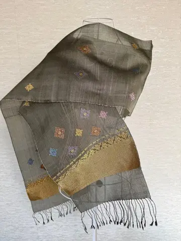 라오스 구매 실크 시스루 스톨 전통 의상용 파티용 204cm