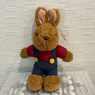 쇼와 레트로 토끼 봉제 인형 빨간색과 파란색 의류