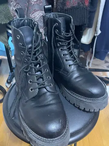 (최저가) STEFANO ROSS 블랙 가죽 워크 부츠 41 26.0