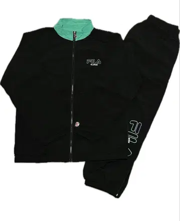 인기 FILA x XLARGE 빅 로고 자수 두꺼운 원단 나일론 셋업