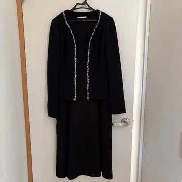 에코로 트위드풍 자켓 무릎 아래 기장 원피스 세레모니 대응 세트 9호 M