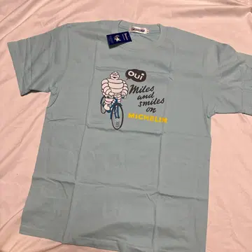 새상품 단종 L 사이즈 미쉐린 MICHELIN T셔츠 블루 자전거