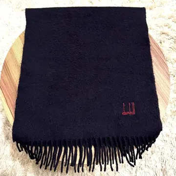 레어 dunhill 던힐 머플러 캐시미어 100% 자수 로고 네이비