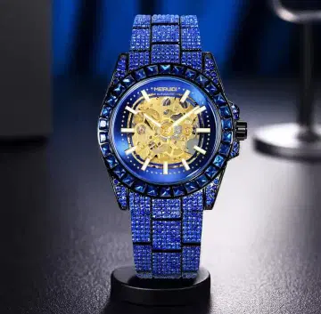 MEIRUI 블루 스켈레톤 자동 시계