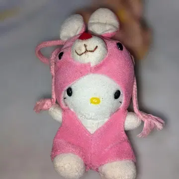 헬로키티 1999년 머리쓰개 봉제 인형 토끼 핑크 헤이세이 레트로 레어