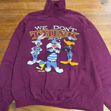 90s 루니툰 트레이닝복 XL 사이즈 크림슨 컬러 구제 의류 미국제