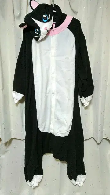 고양이 얼굴 디자인 플리스 올인원 성인용