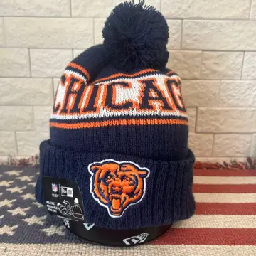 시카고 베어스 니트 모자 폼폼 포함 미사용 CHICAGO BEARS