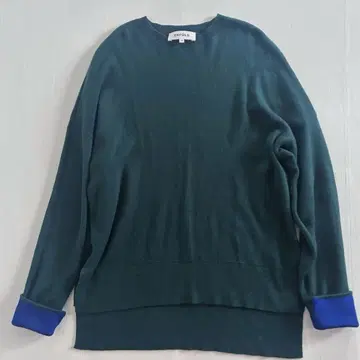 엔폴드 긴팔 니트 바이컬러 그린 파랑 모 100%