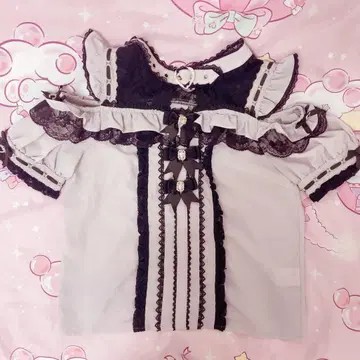 리즈리사 3개 리본 프론트 초커 블라우스 반팔