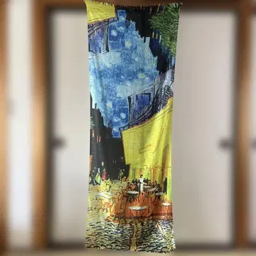 고흐 밤의 카페 테라스 스톨 대형 비스코스 명화 스카프 새상품급