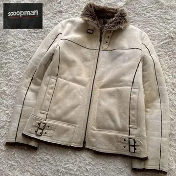 scoopman 페이크 스웨이드 가죽 퍼 라이더 자켓 블루종