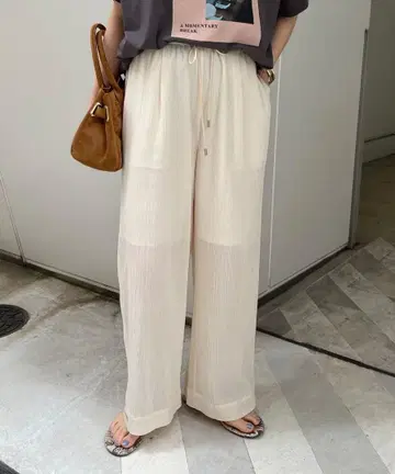 DouDou 이지 팬츠 시어 양류 이지 팬츠 아이보리 S 사이즈