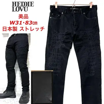 새상품급 HL HEDDIE LOVU 리페어 가공 스트레치 블랙 데님