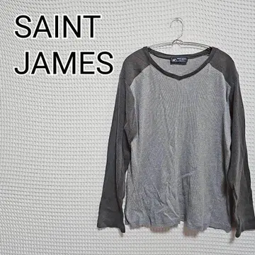 SAINT JAMES 그레이 V넥 긴팔T셔츠
