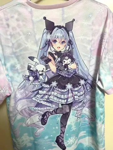 홋카이도 한정 유키 미쿠 x 쿠로미 T셔츠