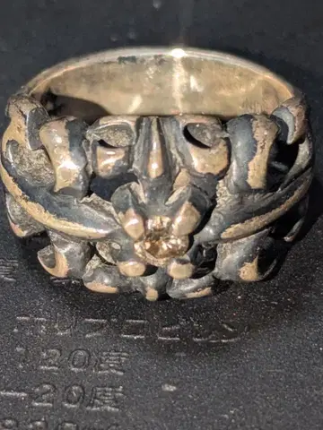 초 레어 A&G 샴페인 골드 다이아 부착 실버 반지